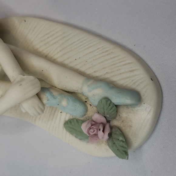 vintage ceramic porcelain Ballerina figurine Dancer At Rest Blue White - Picture 5 of 10